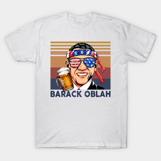 Barack Obama US Drinking 4th Of July Vintage Shirt Independence Day American T-Shirt T-Shirt by Krysta Clothing